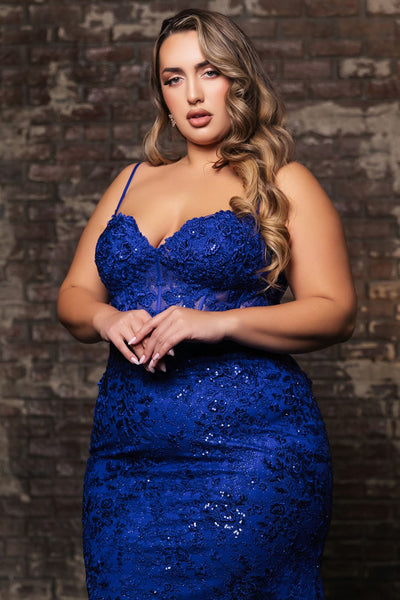 Long Gala Dress Sweetheart Mermaid Sequin Gown By Royal Queen RQ8138 - Dress