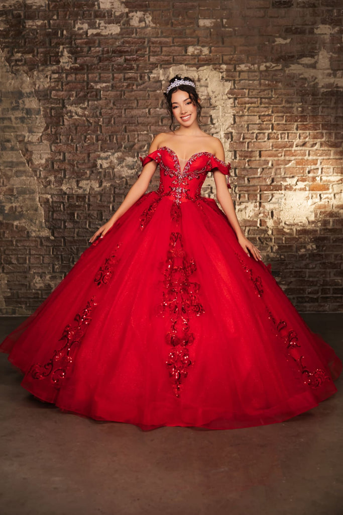 Long Gala Dress Sweetheart Sequin Quince Gown By Layla K LK274 - RED / 2 - Dress