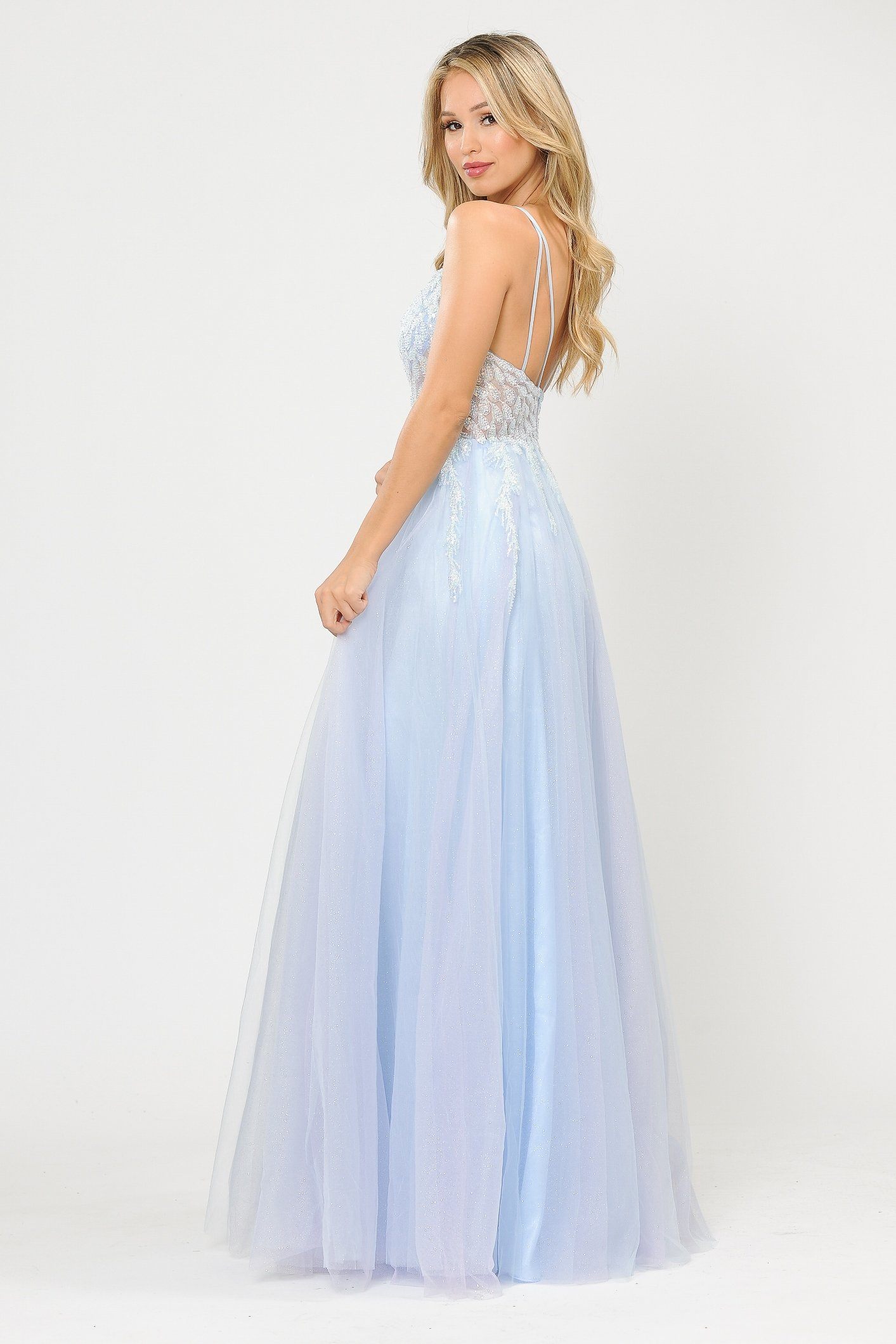 Poly USA 8718 Long Glitter Dress with Embellished Bodice