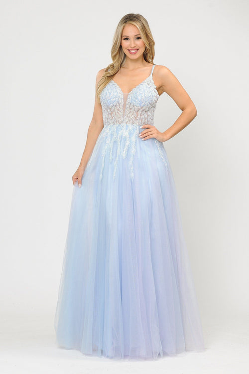 Poly USA 8718 Long Glitter Dress with Embellished Bodice