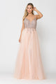 Poly USA 8718 Long Glitter Dress with Embellished Bodice
