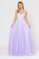 Poly USA 8354 Long Glitter Dress with Embroidered Bodice