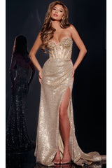 Long Gold Sequin Prom Dress: Jovani 40058 - Prom