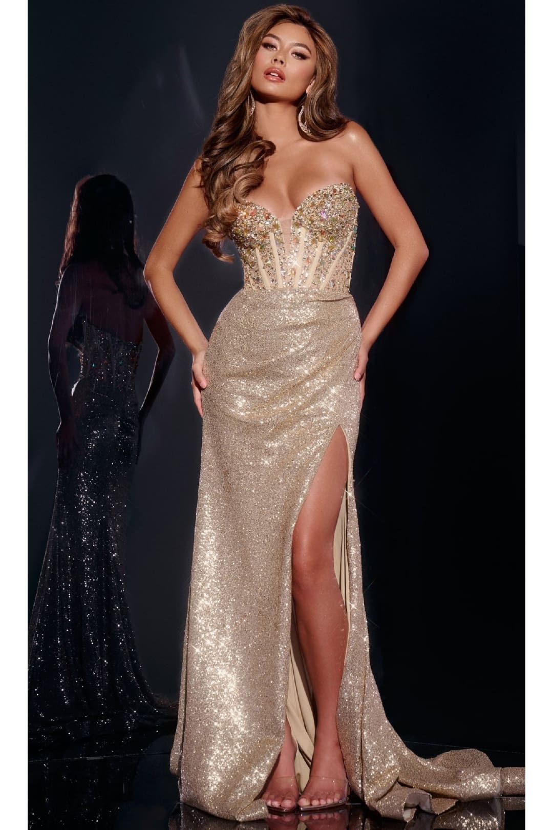Long Gold Sequin Prom Dress: Jovani 40058 - Prom