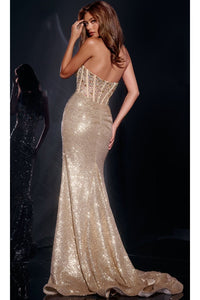Long Gold Sequin Prom Dress: Jovani 40058 - Prom