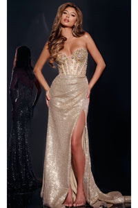 Long Gold Sequin Prom Dress: Jovani 40058 - Gold / Prom