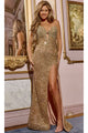 Long Gold Sequin Prom Dress: Jovani D5600 - Gold / Apparel & Accessories > Clothing > Dresses