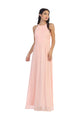 Long Halter Bridesmaid Pleated Dress - The Dress Outlet