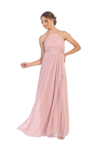 Long Halter Tie Back Bridesmaid Dress - The Dress Outlet