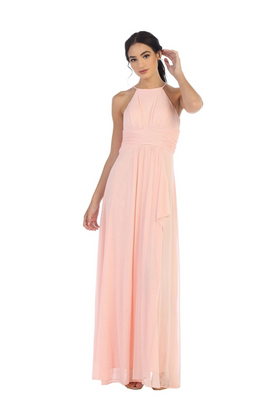 Eva USA 3282 Long Halter Tie Back Bridesmaids Dress