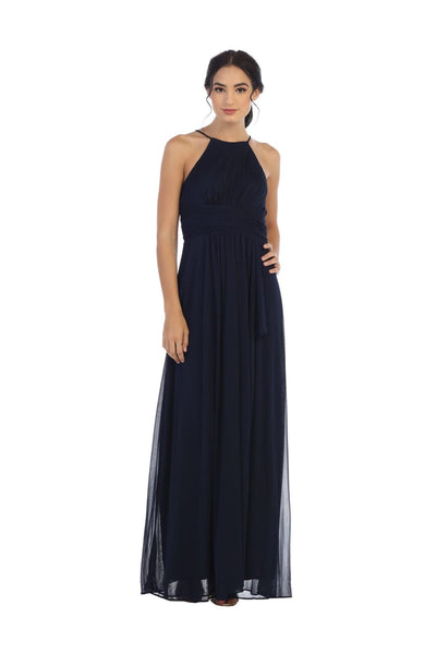 Long Halter Tie Back Bridesmaid Dress - The Dress Outlet