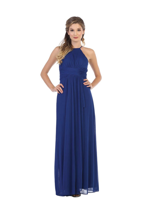 Long Halter Tie Back Bridesmaid Dress - The Dress Outlet