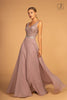 Long Illusion V-Neck Dress with Embroidered Top by Elizabeth K GL2653 - Long Formal Dresses