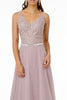 Long Illusion V-Neck Dress with Embroidered Top by Elizabeth K GL2653 - Long Formal Dresses
