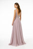 Long Illusion V-Neck Dress with Embroidered Top by Elizabeth K GL2653 - Long Formal Dresses
