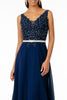 Long Illusion V-Neck Dress with Embroidered Top by Elizabeth K GL2653 - Long Formal Dresses