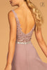 Long Illusion V-Neck Dress with Embroidered Top by Elizabeth K GL2653 - Long Formal Dresses