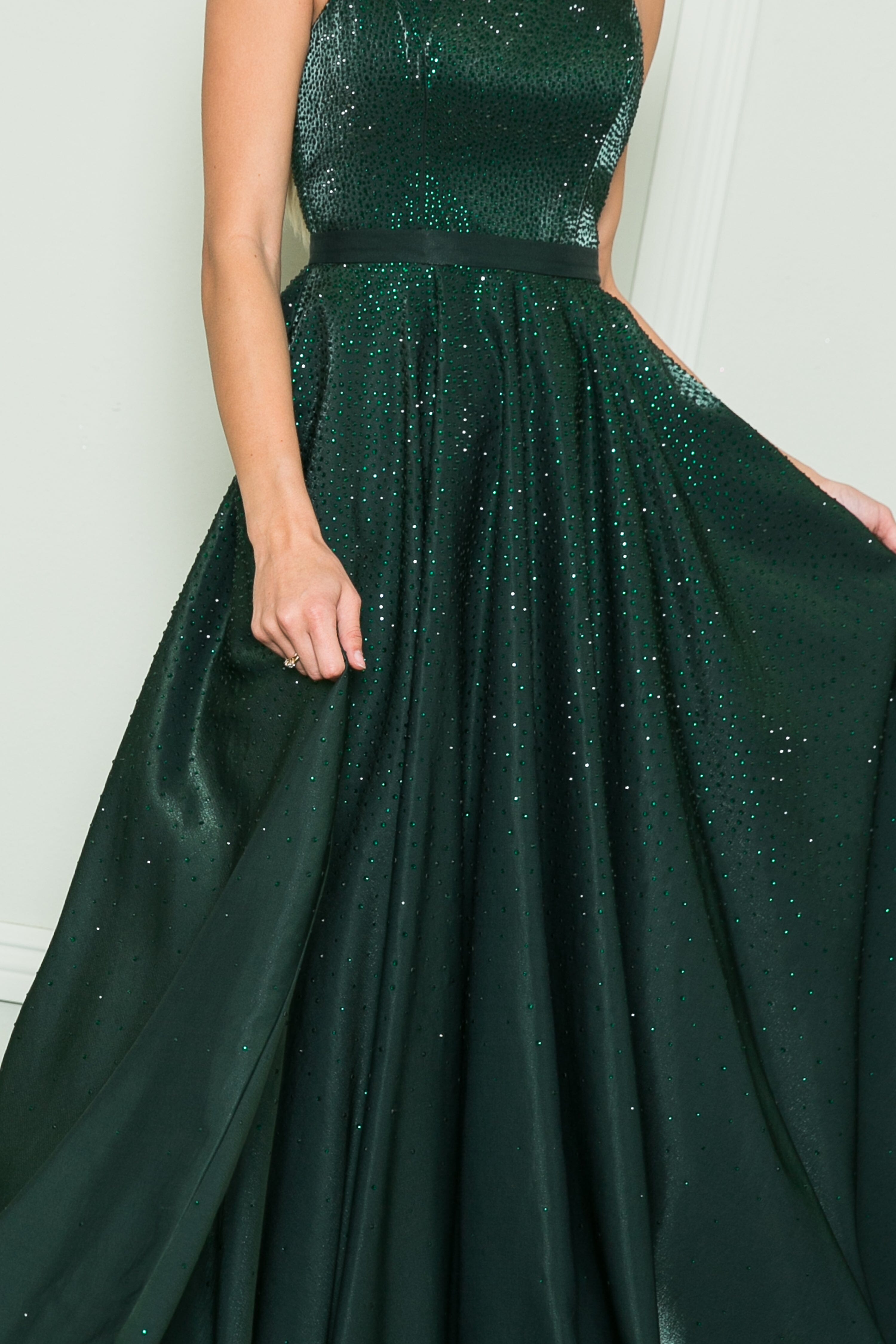 Poly USA 8886 Long Iridescent Glitter Dress