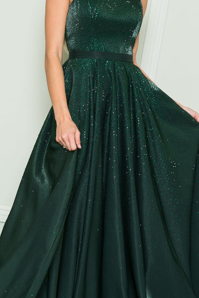 Poly USA 8886 Long Iridescent Glitter Dress
