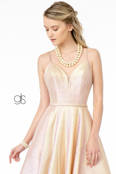 Long Iridescent Glitter Dress with Corset Back by Elizabeth K GL2951 - Long Formal Dresses