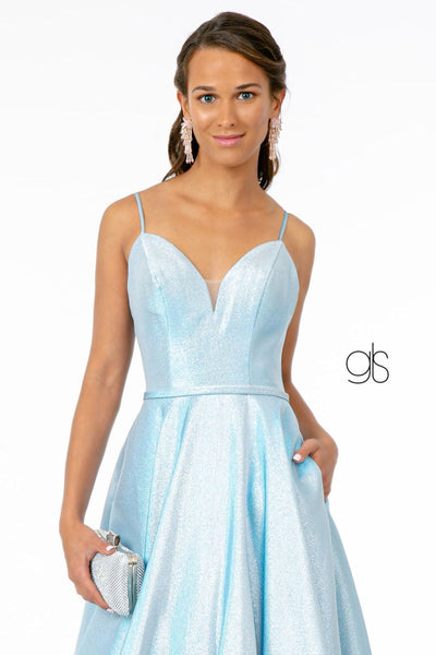 Long Iridescent Glitter Dress with Corset Back by Elizabeth K GL2951 - Long Formal Dresses