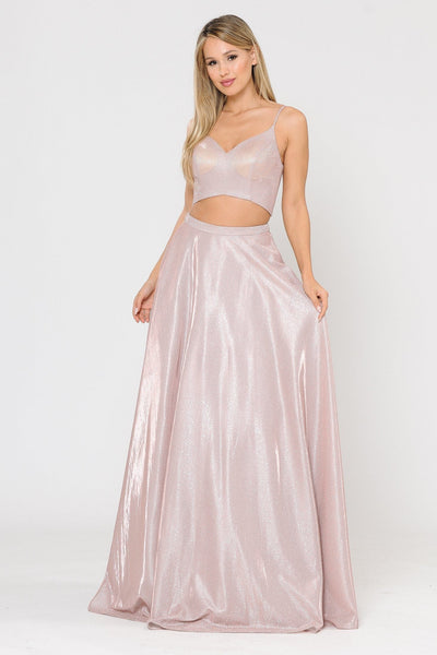 Poly USA 8676 Long Iridescent Glitter Two Piece Dress