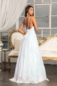 Long Iridescent Sequin Slit Dress by Elizabeth K GL3028 - Long Formal Dresses