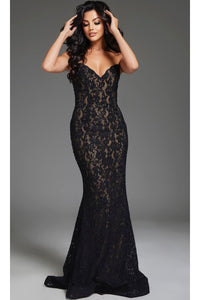 Long Lace Prom Dress: Jovani 43760 - Black / Prom