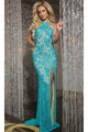 Long Lace Prom Dress: Jovani 44035 - Turquoise / Prom