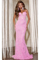 Long Lace Prom Dress: Jovani D5009 - Pink / 00 - Apparel & Accessories > Clothing > Dresses