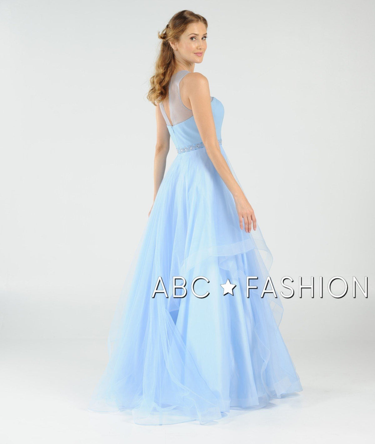 Poly USA Ice Blue Long Formal Dresses