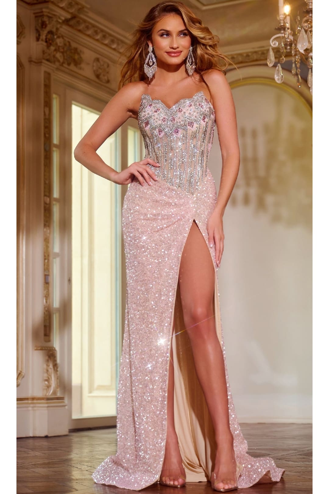Long Light Pink Prom Dress: Jovani D5709 - Light Pink / 00 - Apparel & Accessories > Clothing > Dresses