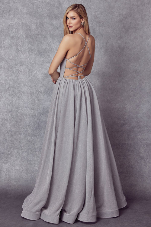 Juliet Silver Long Formal Dresses