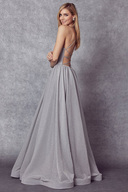 Juliet Silver Long Formal Dresses