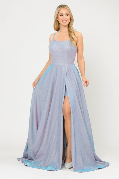 Poly USA 8700 Long Metallic Glitter Dress with Short Skirt