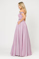 Poly USA 8664 Long Metallic Glitter Off Shoulder Dress