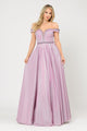 Poly USA 8664 Long Metallic Glitter Off Shoulder Dress