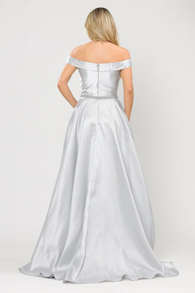 Poly USA 8686 Long Mikado Off the Shoulder Dress