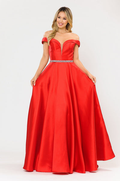 Poly USA 8686 Long Mikado Off the Shoulder Dress