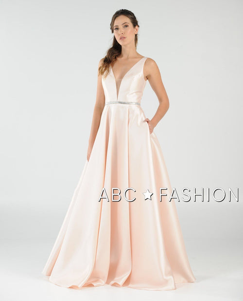 Poly USA Champagne Long Formal Dresses