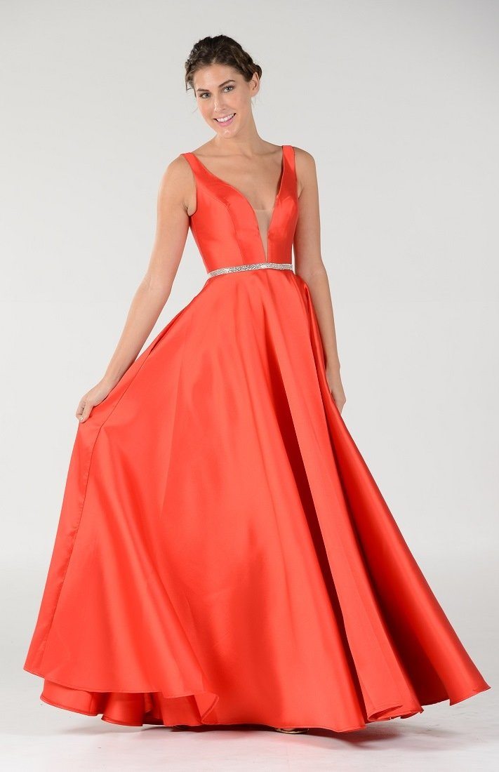 Poly USA Champagne Long Formal Dresses