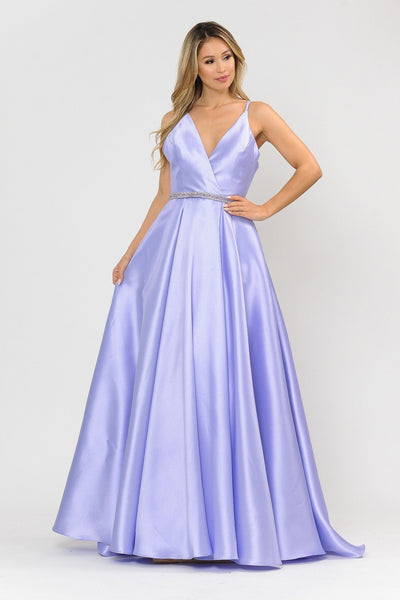 Poly USA 8690 Long Mikado V-Neck Dress with Strappy Back