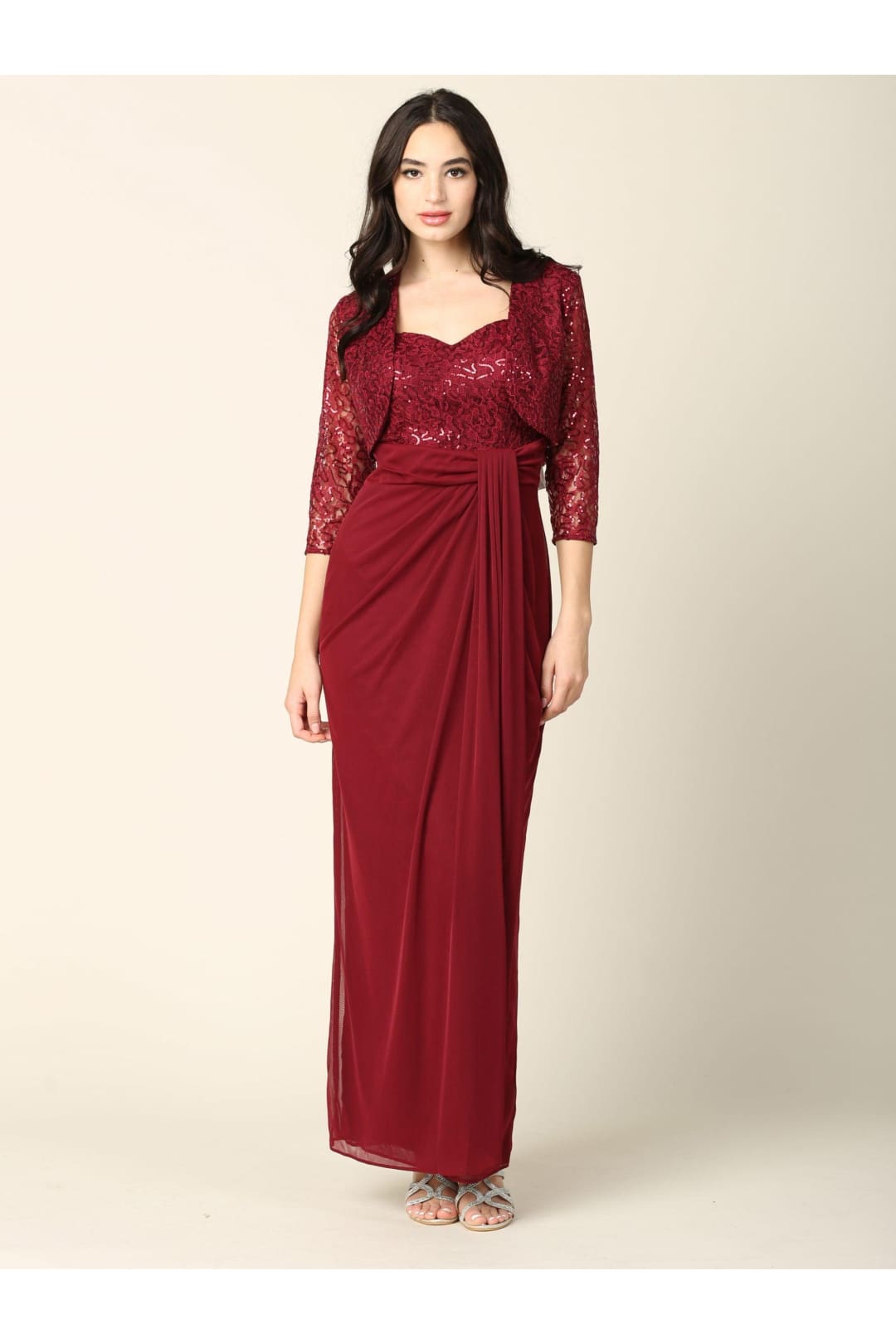 Long Mother of the Bride 2 Piece Formal Bolero Dress - The Dress Outlet