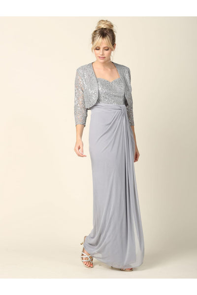 Long Mother of the Bride 2 Piece Formal Bolero Dress - The Dress Outlet
