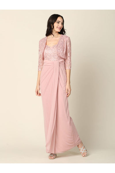 Long Mother of the Bride 2 Piece Formal Bolero Dress - The Dress Outlet