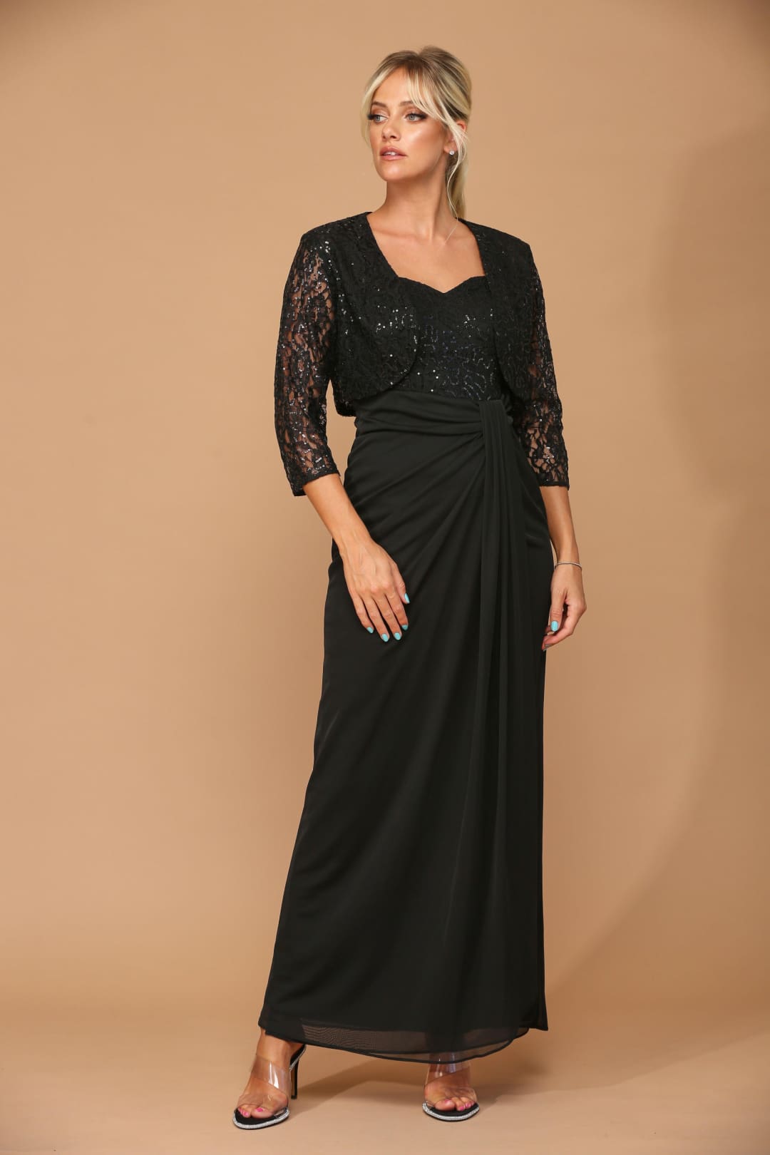 Long Mother of the Bride 2 Piece Formal Bolero Dress
