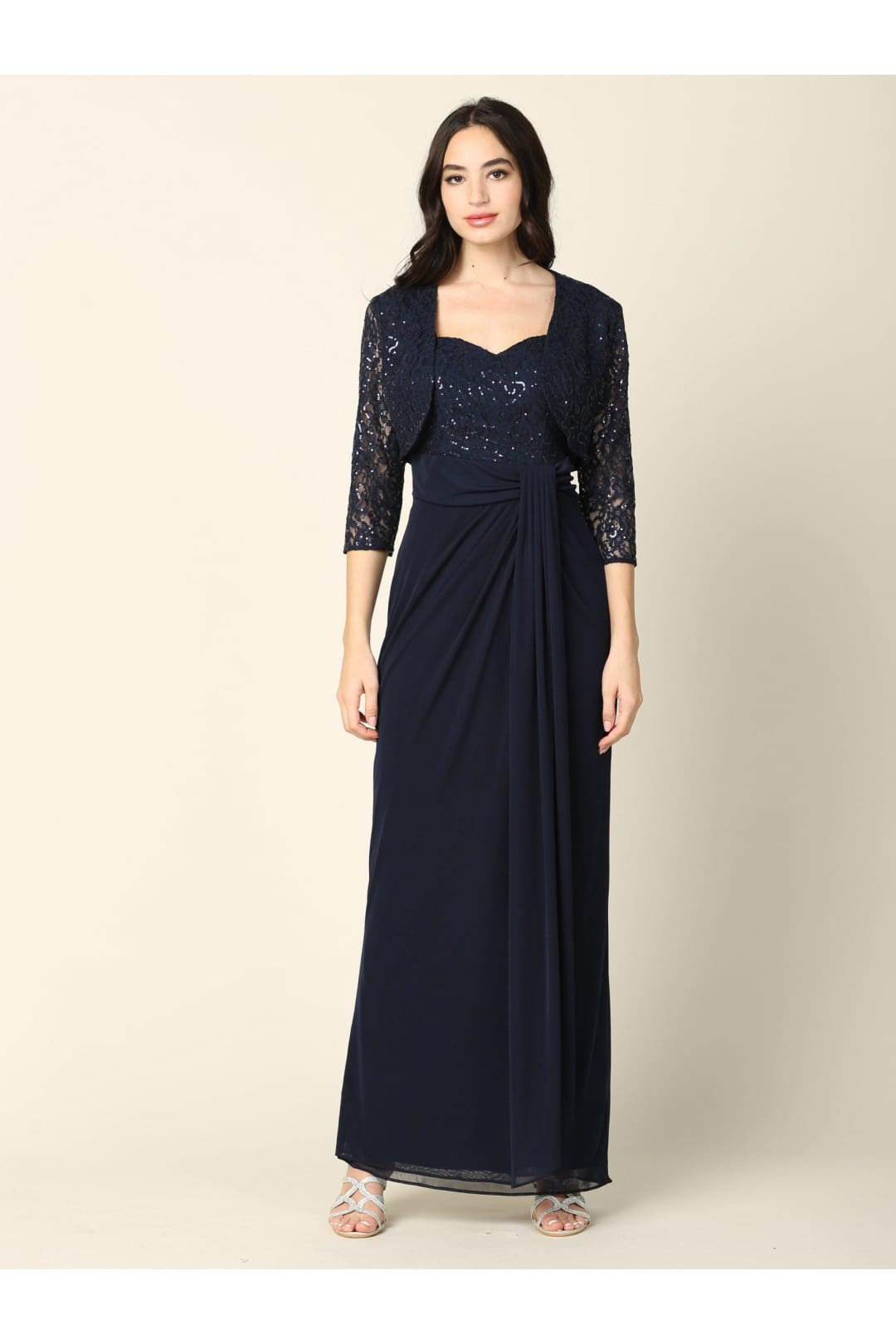 Long Mother of the Bride 2 Piece Formal Bolero Dress - The Dress Outlet