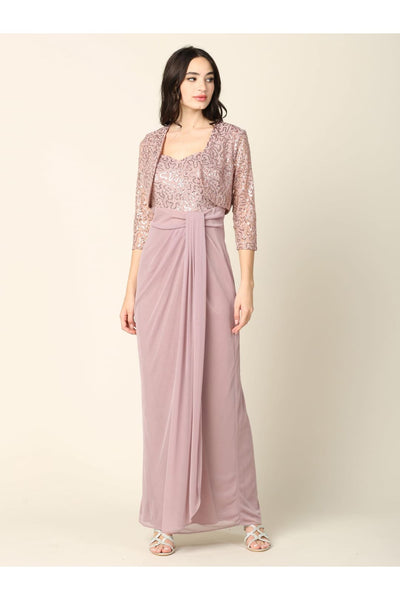 Long Mother of the Bride 2 Piece Formal Bolero Dress - The Dress Outlet