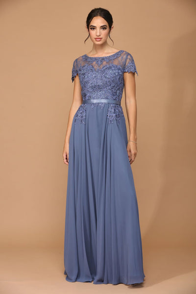 Mother of the Bride Dresses Long Mother of the Bride Beaded Chiffon Formal Gown Slate Blue