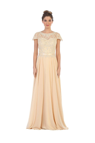 Long Mother of the Bride Beaded Chiffon Formal Gown - The Dress Outlet